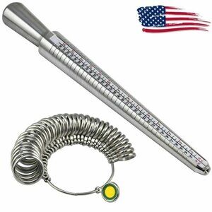 Metal Ring Sizer Gauge Mandrel Finger Sizing Measure Stick Standard Tool Sliver